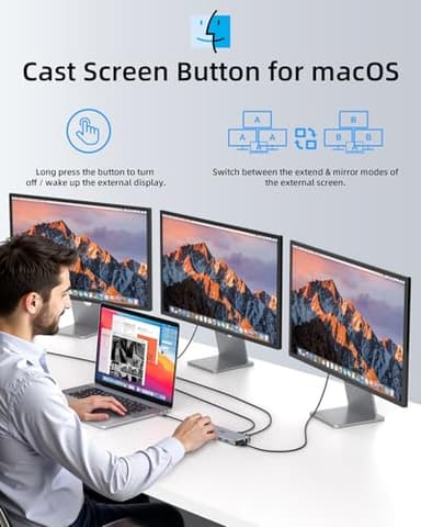 13 in 1 USB C Docking Station - Dual Monitor, Triple Display, 8 USB C/A Ports, Ethernet, Audio - LIONWEI USB C Hub for MacBook,Dell,HP,Lenovo,Surface - Image 9