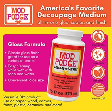 Mod Podge Gloss Sealer, Glue & Finish: All-in-One Craft Solution- Quick Dry, Easy Clean, for Wood, Paper, Fabric & More. Non-Toxic - Craft with Confidence, Made in USA, 16 oz., Pack of 1 - Image 2