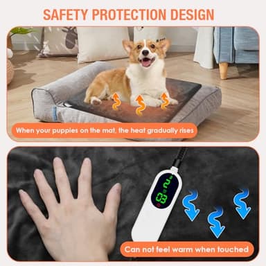 ENJOY PET Dog Heating Pad with 13 Level Timer and 9 Level Temperature, Indoor Heated Mat for Cats and Dogs with Chew Resistant Cord, Auto Power Off - Image 5