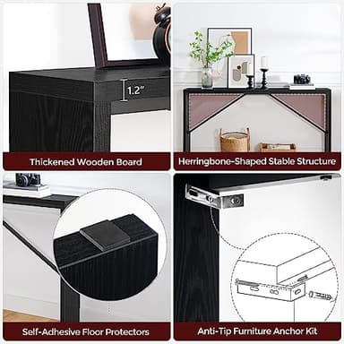 MAHANCRIS Console Table, 62.2" Long Sofa Table Behind Couch, Narrow Entryway Table, Farmhouse Dining Table with Angled Metal Frame, Industrial Console Table for Entryway, Black CTHB15801 - Image 7