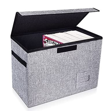 Leffis Comic Book Storage, Box 15.5" X 7.5" X 11.3", Collapsible Comic Short Box with Lids Holds 150 Comics Heavy Duty Comic Book Bin Container (1 pack, grey) - Image 1