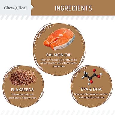 Omega for Dogs - 180 Delicious Soft Chews - Salmon Oil Treats for Skin and Coat, Itch Relief - Fish Oil Blend of Essential Fatty Acids, Omega 3, 6, and 9, and Vitamins - Peanut Butter Flavor - Image 2