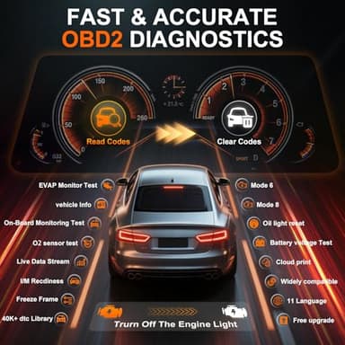 Vehpow OBD2 Scanner, Professional Code Readers for Check Engine Light/Oil Light Reset, OBD 2 Scanner Diagnostic Tool, Fast and Accurate Scan Tools for Car 1996+, 2.8'' Color Screen - Image 2