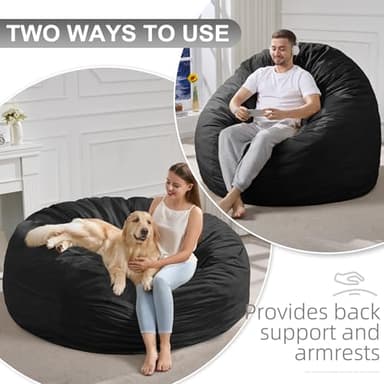 Hobestluk 5FT Bean Bag Chair Giant Bean Bag Chairs for Adults Large Bean Chairs with Removable Cover, Beanbag Chair with Filler, Adult Bean Bag Chairs for Living Room, Bedroom - Image 3