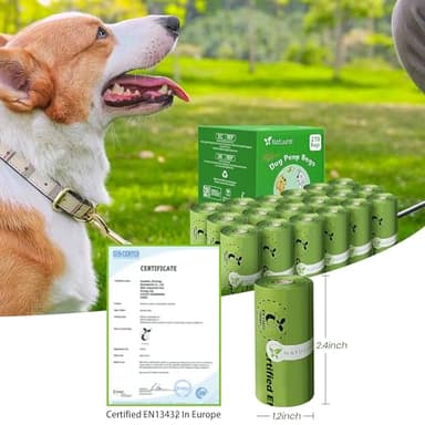 Certified Compostable Dog Poop Bags-270Bags 18Rolls, Poop Bags for Dogs Made of Cornstarch - ASTM D6400 By USA, Unscented, Suitable for Large |Small Dogs (Green) - Image 5