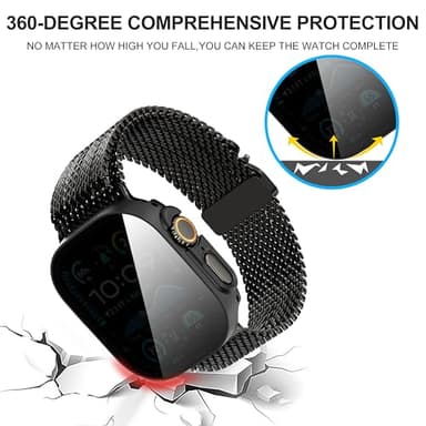 Suoman 3-Pack for Apple Watch Ultra 3/2/1 49mm Privacy Screen Protector Case, [Anti-Peeping] Ultra-Thin Tempered Glass Case Cover for iWatch Ultra 49mm 3/2/1 - Image 6