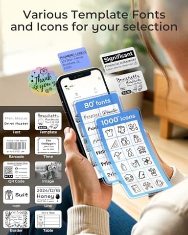Phomemo M110 Thermal Label Makers- Barcode Label Printer Bluetooth Label Maker Portable Printer for Small Business, Address, Logo, Clothing, Mailing, Sticker Printers for Phone & PC, Gray - Image 6