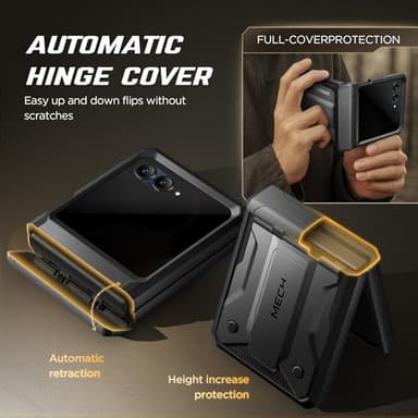 TONGATE for Motorola Razr 2025/Razr 2024 Case with Privacy Screen Protector, [Stand & Belt-Clip] [Hinge Protection Cover] [Anti-Slip], Full-Body Military Grade Protective Phone Case, Black - Image 5