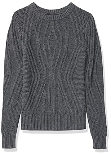 Amazon Essentials Women's 100% Cotton Crewneck Cable Sweater, Charcoal Heather, X-Large - Image 5
