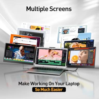 KEFEYA Laptop Screen Extender, 14.2" Portable Triple Monitor for Laptop with Full HD IPS Display, Monitor Extender Compatible with Mac, Windows, Chrome, Fits 13-17 Inch Laptops - Image 7