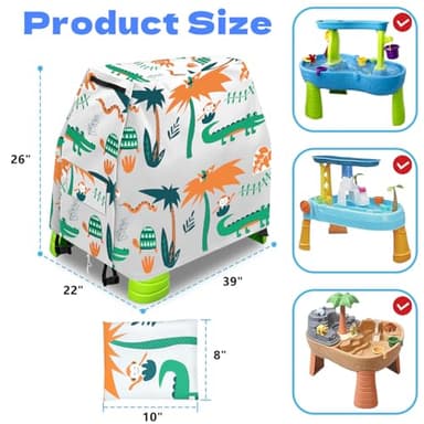 Intoypad Kids Water Table Cover for Step2 Rain Showers Water Table Accessories, Outdoor Toys Waterproof Sunshade Dust Cover for Toddlers 1-3 Outdside Step 2 Watertable Toys for Kids Ages 3-5 - Image 2