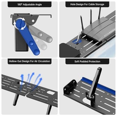 CABTE Steel TV Top Shelf- Adjustable Screen Shelf Floating Stand with 2 Storage Boxes,Computer Screen Shelf for Soundbar, Media Boxes, Game Console, Router and Home,34.65×4.33inch - Image 6