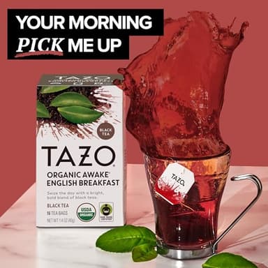 TAZO Organic Awake English Breakfast Black Tea Bags, 96 Total Tea Bags (16ct - Pack of 6) - Image 2