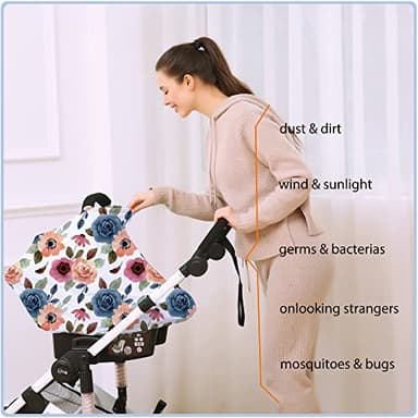 Car Seat Covers for Babies - Multi- use Nursing Carseat Canopy, Breastfeeding Covers, Baby Shower Gifts for Boys and Girls (Colourful Rose) - Image 3