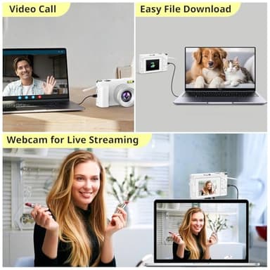 4K Digital Camera for Photography Autofocus, 2024 Latest 48MP Vlogging Camera for YouTube with SD Card, 2 Batteries, 3" 180°Flip Screen Compact Travel Camera for Teens with 16X Zoom (Off White) - Image 6