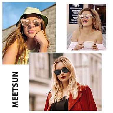 MEETSUN Retro Polarized Sunglasses for Women Men Classic Mirror Lens Driving Sun Glasses Trendy UV Protection (3 Pack) Black/Coffee/Pink - Image 2