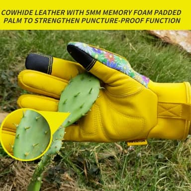 MSUPSAV Women Gardening Gloves with Touchscreen,Garden Glove,Cowhide Leather Work Glove for Women,Gardening Gfits,Colorful flowers,Large - Image 4
