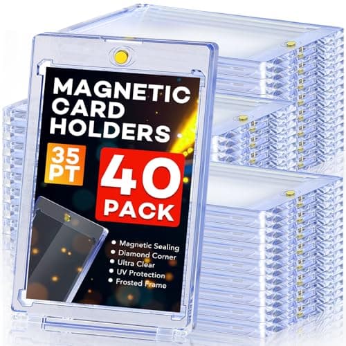 40ct Magnetic Card Holders, 35pt One Touch Card Holder, U-V Protection Hard Plastic Case for Trading Cards, Display Case for Sports, Baseball, Football, Game Cards - Image 1