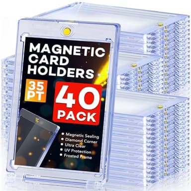40ct Magnetic Card Holders, 35pt One Touch Card Holder, U-V Protection Hard Plastic Case for Trading Cards, Display Case for Sports, Baseball, Football, Game Cards - Image 1