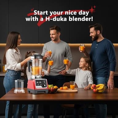 H-Duka 1800W Smoothie Blender and Grinder Combo 70OZ Large Capacity Countertop Blenders for Kitchen High Speed Blender for Smoothies Ice Crushing Frozen Drinks Puree (Dark Red) - Image 7