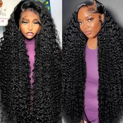 Tholap 18 Inch 13x6 Deep Wave Lace Front Wigs Human Hair 200 Density 13x6 HD Lace Front Wigs Human Hair Pre Plucked Deep Curly Glueless Wig 100% Virgin Human Hair Lace Front Wigs for Women - Image 1