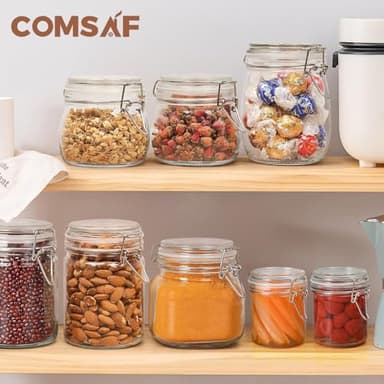 ComSaf 8oz Small Airtight Glass Jars Set of 6 with Lid Food Storage Jar Round, Mini Storage Container with Clear Preserving Seal Wire Clip Fastening for Kitchen Canning, Jam, Spice, Honey, Mason Jars - Image 7
