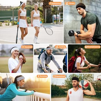DiyJibb Headbands for Women, Stretchy Non Slip Soft Cotton Cloth Hair Bands for Sports, Workout, Yoga and Running, 7pcs (Black, White, Light Grey) - Image 4