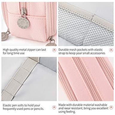 CICIMELON Large Capacity Pencil Case 3 Compartment Pouch Pen Bag for School Teen Girl Boy Men Women (Pink) - Image 3