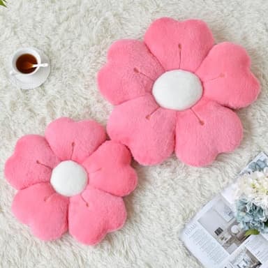 Ddliury Flower Pillow, Flower Shaped Pillow Decorative Throw Pillows for Bed Couch, Cute Daisy Pillow Dorm Decor Floor Seating Cushion (Hot Pink, 19.6 Inches) - Image 2