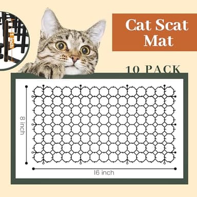 Hmyomina 16 x 8 Inch Scat Mat for Cats, 10 Pack Cat Scat Mat with Spikes - Deterrent Mat for Cats and Dogs - Cat Deterrent Outdoor & Indoor - Image 2