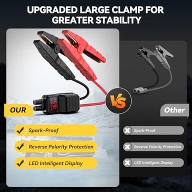 Car Jump Starter, 8000A 12V Jump Battery Pack (All Gas/10.0L Diesel), Portable Jump Starter with Display, Car Jump Starter with Extended Smart Cables, Quick Charge 3.0, LED Light - Image 5