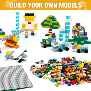 MANNIDOO 1600 Pieces Building Bricks, Building Bulk Block with 2 Packs 24x24 Studs Sticky Plate and 46PCS Wheel Accessory - Compatible with All Major Bricks, Gfits for Kid - 18 Shape/16 Color - Image 4