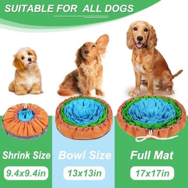 Vivifying Snuffle Mat for Dogs, Adjustable Treats Feeding Mat for Slow Eating and Keep Busy, Interactive Dog Puzzle Toys Encourages Natural Foraging Skills and Smell Training (Blue Green) - Image 4