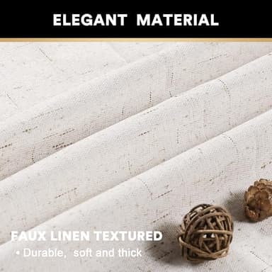 PrinceDeco Primitive Textured 100% Blackout Curtains for Bedroom/Living Room Noise Reducing Window Treatment Curtain Drapes, Burlap Fabric with White Liner,Ivory, 52x84 Inch (2 Panels) - Image 4