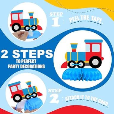 9 Pack Train Table Decorations - Train Party Decorations for Kids' Birthday and Baby Shower - Train Table Toppers - Image 4