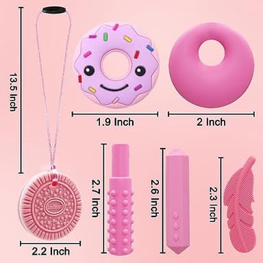 Chew Necklaces for Sensory Kids, Silicone Chewy Necklace for Children with Autism, ADHD, SPD, Chewing, 6 Pack Autism Sensory Toys - Image 6