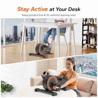 Under Desk Bike Pedal Exerciser, Quiet Magnetic Mini Exercise Bike with MERACH App for Arm, Leg Recovery, Physical Therapy, Smooth Foot Desk Cycle with 2 Resistance Bands & Non-Slip Mat - Image 2