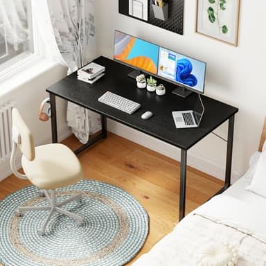 ODK 48 Inches Computer Desk for Small Spaces, Study Table for Home Office, Writing Desk with Headphone Hooks, Black - Image 4