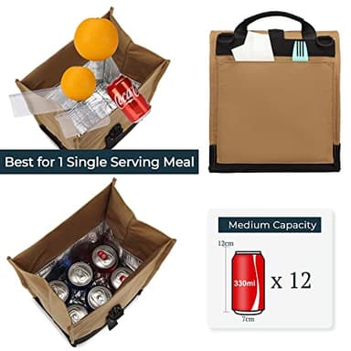 SUNNY BIRD Insulated Lunch Bag Rolltop Lunch Box Tote Bag for Women, Men, Adults and Teens (Brown) - Image 6