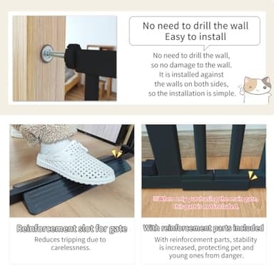 Lumizone Extra Tall Cat Gate 55.12" High Pressure Mounted Extra Wide 2025 New (17 Sizes) 1.37" Gap No Drilling Auto-Close One-Handed Operation Tall Pet Gate for Dogs(Black, 26.18"-29.91"/66.5-75.5cm) - Image 8