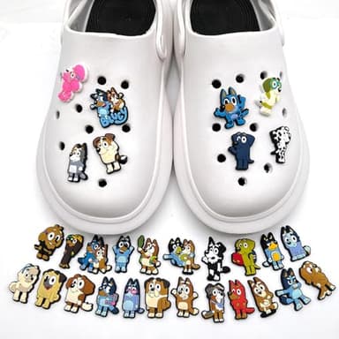 40PCS Cute Cartoon Croc Charms,Blue Dog Shoe Charms Decorations for Sandals Slides,Waterproof Fade-Resistant DIY PVC Animal,Fun Croc Accessories for Girls Boys Teens - Image 3