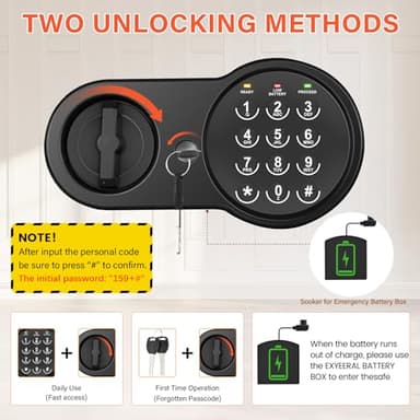 1.6 Cu Ft Home Safe Fireproof Waterproof, Fireproof Safe with Fireproof Document Bag, Programmable Keypad & Removable Shelf, Digital Home Security Safe Box for Money Firearm Medicines Valuables - Image 7