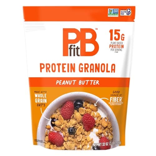 PBfit Peanut Butter Protein Granola, 15g Plant-Based Protein 22% DV, Made with Whole Grain Oats and Chia Seeds, Gluten Free, for Protein Snacks Cereals Breakfast Yogurt, 32 Oz Bag - Image 1