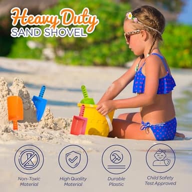 4E's Novelty 4 Pack Beach Shovels 8 Inch, Heavy Duty Plastic Sand Shovel for Kids, - Great for Planting Gardening Shovels for Toddlers, Outdoor Digging Sandbox Toys, Easter Basket Stuffers - Image 8