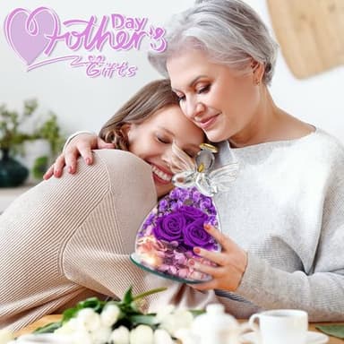 Beferr Birthday Gifts for Women Mom Fresh Flowers for Delivery Prime Forever Preserved Rose in Glass Angel Figurine for Grandma Sister Daughter Wife - Image 3