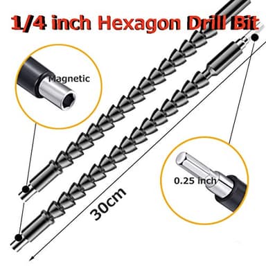 2 Pack Flexible Drill Bit Extension with 10 Drill Bit Sets, YTFGGY 11.8 inch Magnetic Hex Soft Shaft, Flexible Screwdriver Extension for Connect Drive Shaft Tip Drill Bit Kit Adaptor (BY) - Image 2