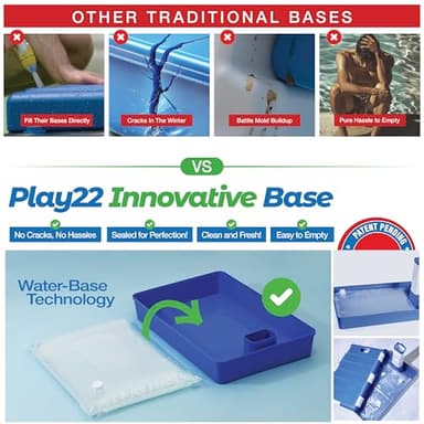 Play22 Swimming Pool Basketball Hoop - 4 Adjustable Height - Revolutionary Base and Storage System, Large Backboard 33"x 54", Pool Toys Basketball Game, Includes 2 Balls and Pump - Image 2