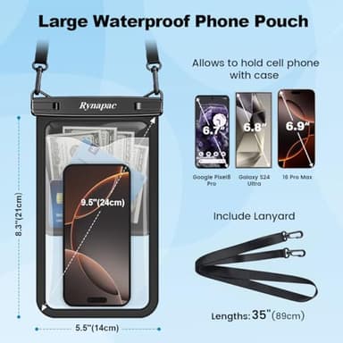 [Up to 10"] Large Waterproof Phone Pouch Bag - 2 Pack Waterproof Phone Case for iPhone 17 16 15 14 Pro Max Galaxy S25 S24 Ultra, IPX8 Cellphone Water Protector Pouch Beach Essentials Travel Must Haves - Image 3