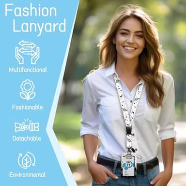 Piefly Lanyards for Id Badges, Badge Holder with Retractable Badge Reel Clip, Art UFO Night Work Card Name Tag Keychain Lanyard Vertical ID Card Protector for Women Nurse Doctor Teacher Student - Image 2