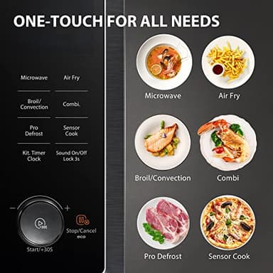 TOSHIBA Countertop Microwave Oven Air Fryer Combo, Inverter, Convection, Broil, Speedy Combi, Even Defrost, Humidity Sensor, Mute Function, 27 Auto Menu&47 Recipes, 1.0 cu.ft/30QT, 1000W - Image 8